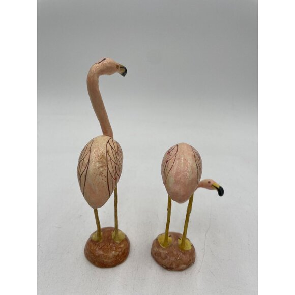Handcrafted Pink Flamingo Figurines Set Of 2 With Detailed Feathers & Sturdy Bas - Picture 4 of 6